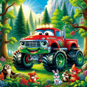 Красный монстр-трак и лесное приключение
